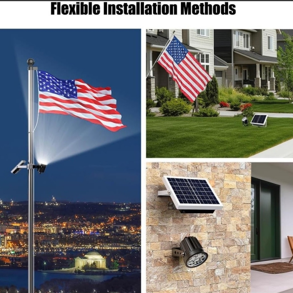 Solar Flagpole Light with Flexible Installation